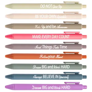 9pcs Positive Message Ballpoint Pens for Office & School, Smooth Writing - Ideal for Professionals & Encouraging Gifts for Working Friends, Office Supplies, Ballpoint Pen Set