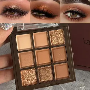 Rose Gold Dark Brown Colorful Neutral Eyeshadow Palette Makeup - 9 Color Matte Shimmer Natural Smokey Eye Palette - Cosmetic