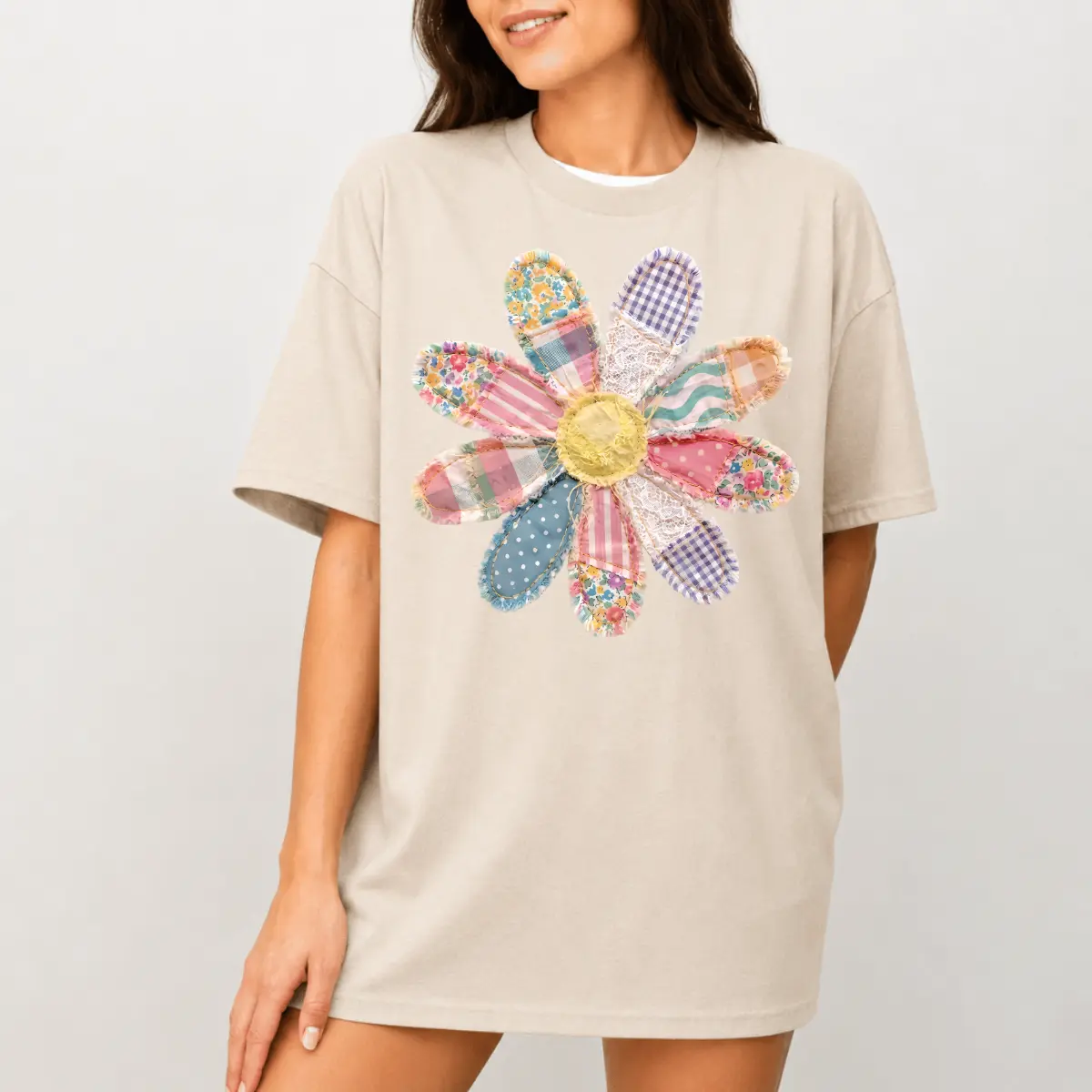 Patchwork Daisy Flower Shirt, Coquette Floral Tee, Cottagecore Flower Shirt, Vintage Daisy Graphic Tee, Cute Spring Flower Shirt, Liberty Loom Store