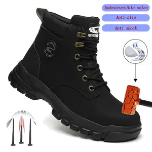 Safety Shoes Men Waterproof Work Boots Anti-smash Anti-puncture Protective Shoes Indestructible Steel Toe Boots Outdoor Sneaker advanced non-slip traction Indestructible soles Roofing Shoes construction shoe all-season outdoor shoe healthcare worker