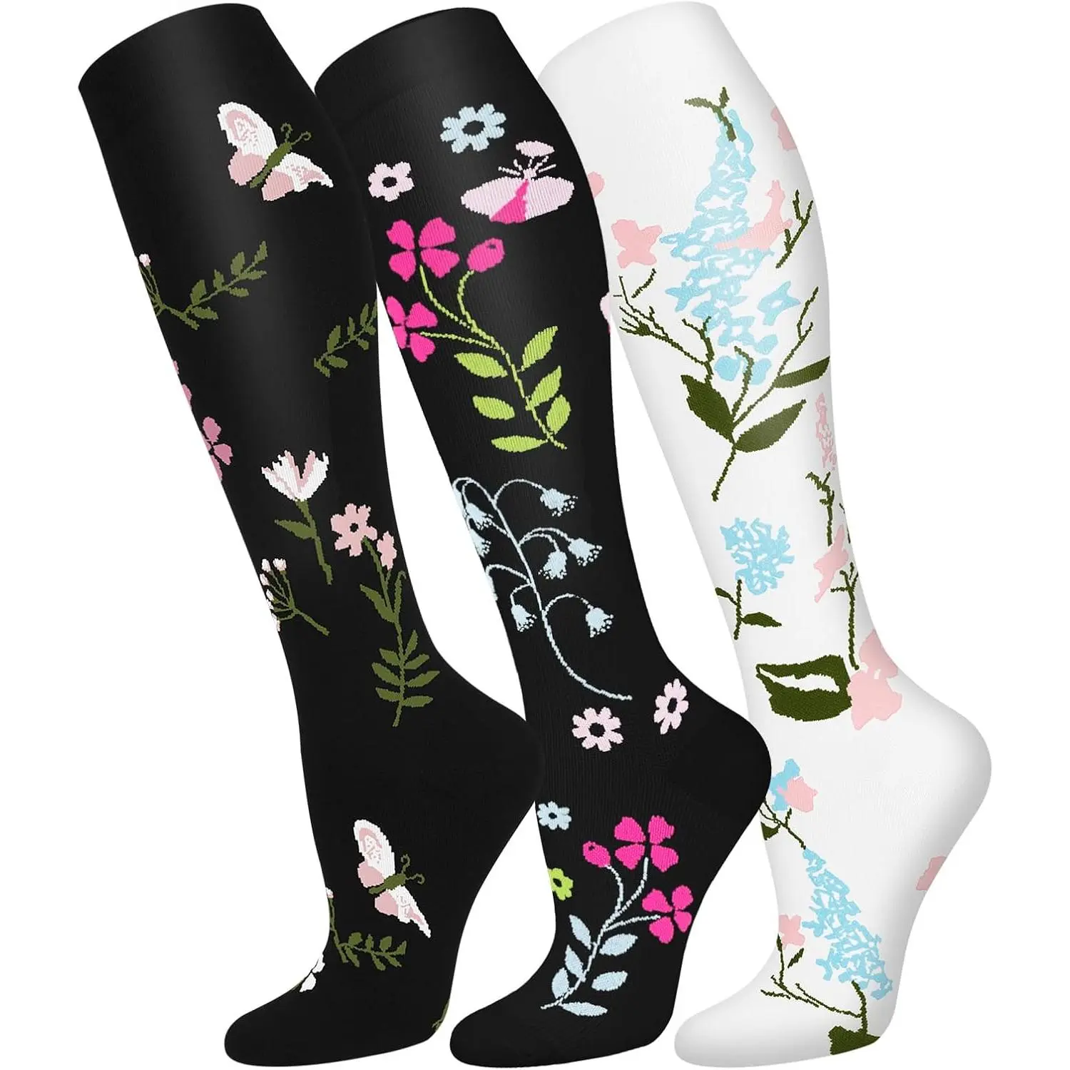 Unisex Copper Compression Socks for Adults, 3 Pack Athletic Knee-High Support for Running & Improved Circulation