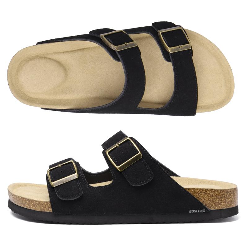 Women's Casual Slide Sandals With Cork Footbed Double Adjustable Buckle For Summer Everyday Wear