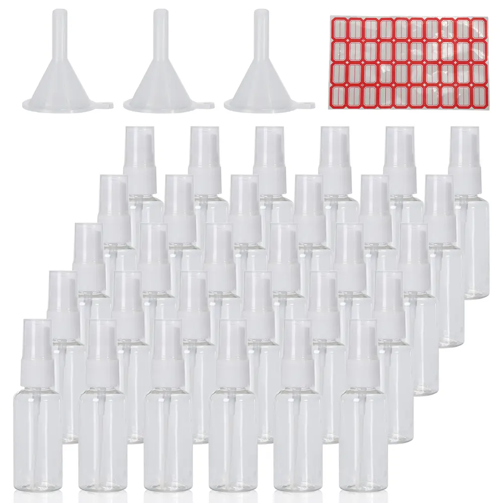 30 Pack 30ml (1oz) Clear Fine Mist Spray Bottles – Empty Refillable PET Travel Atomizers with Leak-Proof Caps, Mini Cosmetic Spritzer for Perfume, Toner, Essential Oil, Sanitizer (Clear/White Cap)
