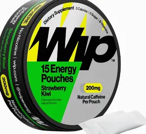 Wip Energy Pouches | 200mg Natural Caffeine | Vitamins and Minerals | Strawberry Kiwi | 15 Pouches Per Can | 1 Can