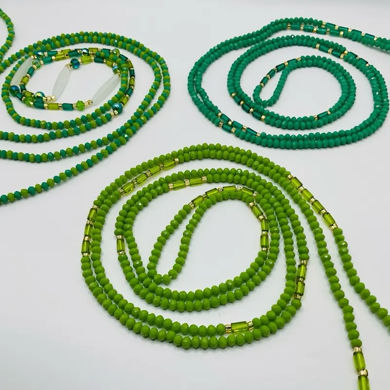 Nature Waistbeads with Vibrant Green Beads for All Women's Enthusiasts