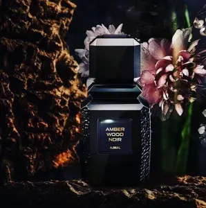 AJMAL Amber Wood Noir Unisex Perfume 100ML EDP - Long-Lasting Fragrance with Woody Notes, Made in UAE, Suitable for Adults