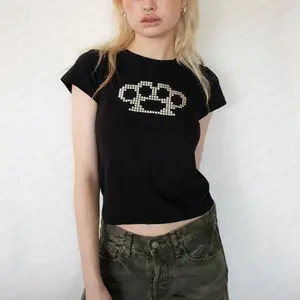 90s retro fashion Gothic chic stickers casual niche T-shirt y2K spicy girl sexy fashion clothing street fashion emo girl punk