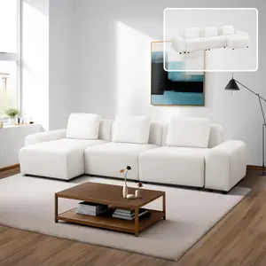 A Ainehome White Microfiber 4-Piece Living Room Sofa Set for Modern Home Decor - Sleek Contemporary Look & Soft Comfortable Seating
