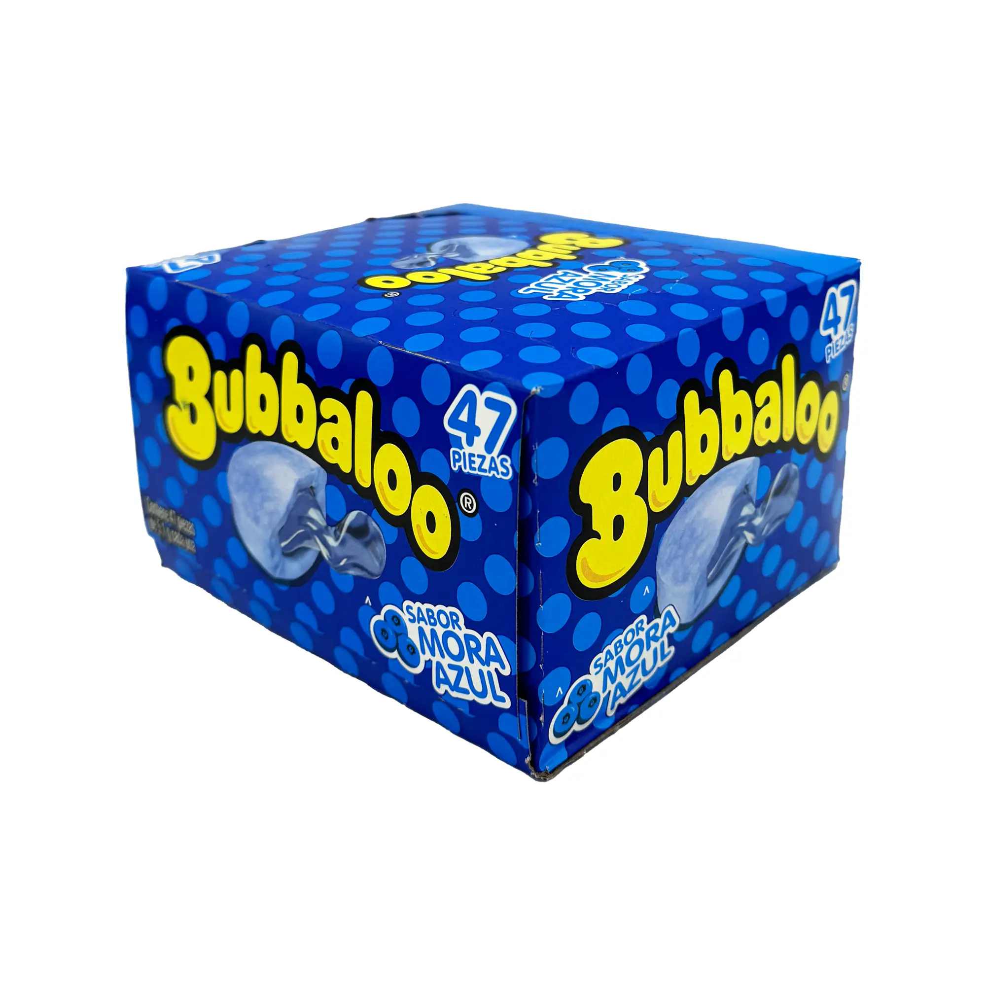 Bubbaloo Sabor Mora Azul Blueberry Flavored Gum 47 Pieces Mexican Candy Dulces Mexicanos Sweet Chewy Snack Bonbon Sugar Candies Juicy Chewing Box