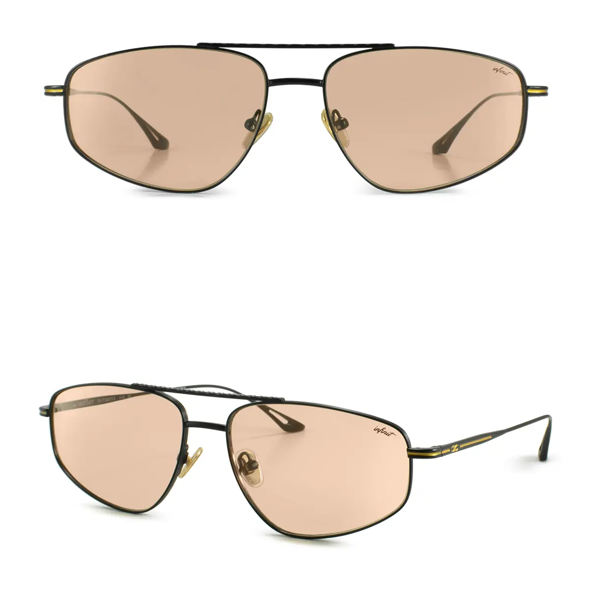 Infinit Pierre Aviator Sunglasses, Black Matte + Toasted