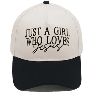 2026JUST A GIRL WHO LOVE Embroidered Trucker Hat Color Block Vintage Unisex Casual Baseball Cap