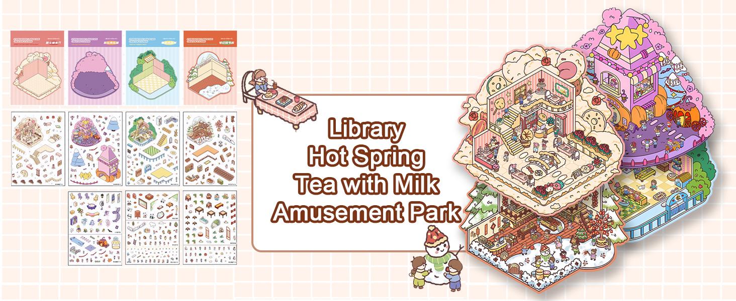 20 Sets DIY 3D Sticker Scene Collection Book for Kids Adults Cute Make Your Own Shop House Stickers for Gifts Stickers Therapy for Adult Relief Stress Pass The Time Play Park Hamburg Castle Library