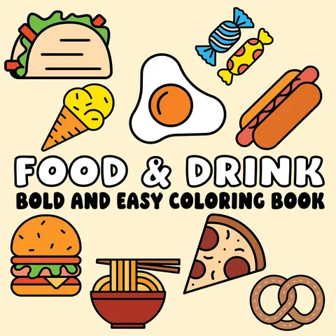 Children's Coloring Book - Bold and Easy Outlines, Soft Cover Paperback, Beginner-Friendly, Vibrant Tacos & Burgers Designs, 8.5 x 8.5 in, for Imaginative Play & On-the-Go Coloring (Children's Literature & Art Books)