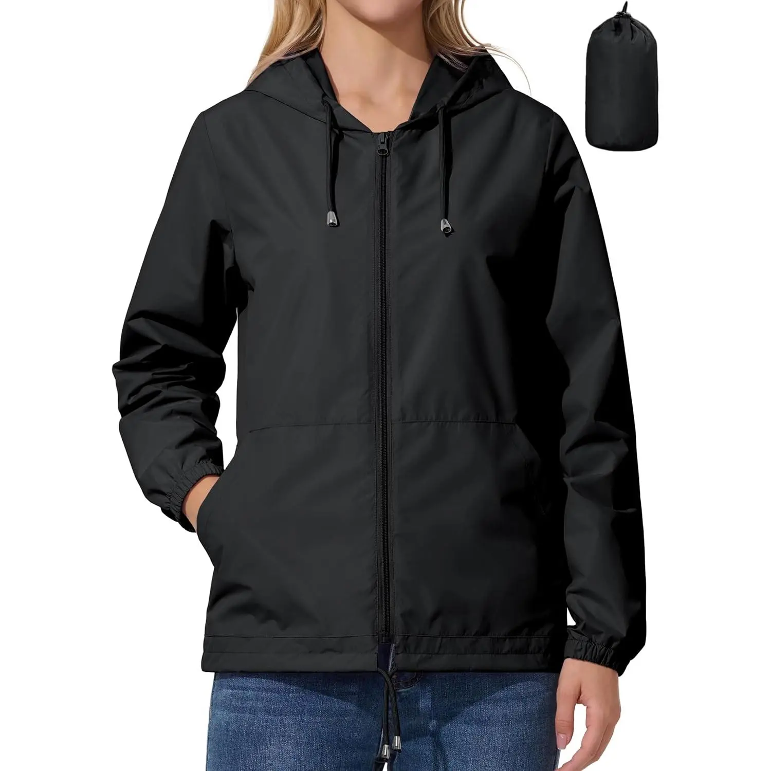 UIQUR Womens Rain Jacket Lightweight Windbreaker Waterproof Raincoat Cycling Running Hiking Gear Hood Packable
