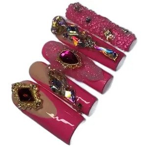 Luxury Blinged Out Press Ons High Gloss Nail Art