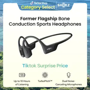 SHOKZ OpenRun Pro - Open-Ear Bluetooth Bone Conduction Sport Headphones, Sweat Resistant Wireless Earphones  with Premium Deep Base - Built-in Mic