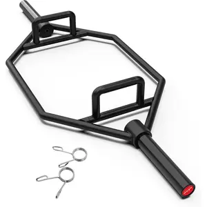 56 Inch Olympic Hex Trap Bar, 1000LBS Weight Capacity Chrome Finish Deadlift Bar with Dual Multi‑Grip Handles, Weight Lifting Bar for Squat Deadlift Shrug Power Pull Workout