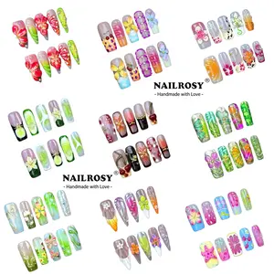 nailrosy 10pcs Press-On Sheet Nails Multi-Pack Kit, Luxury Handmade 3D Floral Acrylic Middle Almond Coffin Nails, Beige & White Ombre Gloss, Hassle-Free Wear, Old Money Elegant Minimalist Chic Cat Eye, French Classical Neutral Design, Nail Inspo, Press On