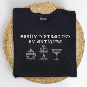 MAPTEES Easily Distracted By Antiques Comfort Colors Shirt, Antique Lover Graphic Tee, Vintage Collector Unisex T-shirt, Vintage Antiques Lover Gift