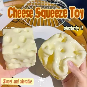 Adorable Cheese Shaped Squishy Stress Relief Toy, Soft Non-Rebounding Slow Rising Squeeze Toy, Flexible Moldable ASMR Stress Ball for Hand Strength Training
