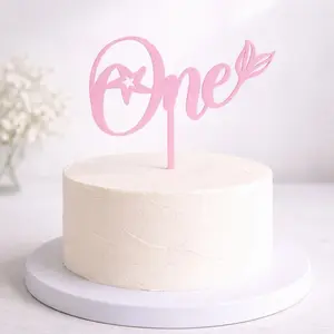 Mermaid Cake Topper “One” Pink | First Birthday Girl | Under the Sea Party Decor | 1st Birthday Cake Topper