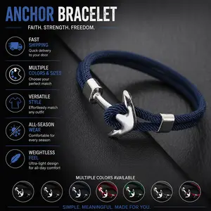 New Anchor Bracelet Men Grade A 4mm Milan Rope Marine Nautical Braclet Outdoors Sports Wrap Fabric Braslet  Accessories Hombre