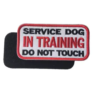 Service Dog in Training Do Not Touch Vests/Harnesses Emblem Embroidered Fastener Hook & Loop Patch 2 x 3.93-Inch
