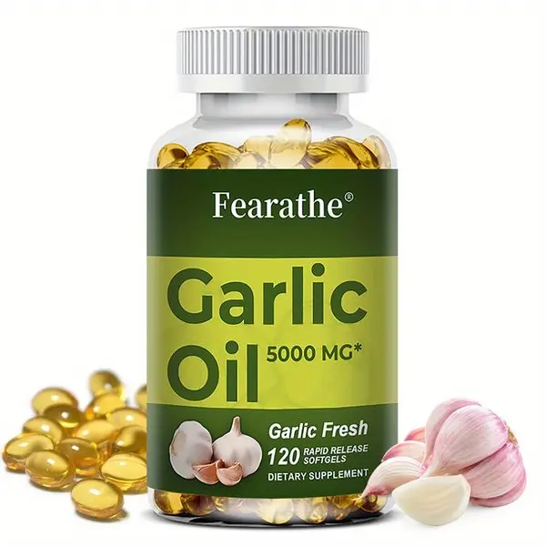 5000mg Garlic Oil Supplement - Heart & Immune Health Support - 120 Softgels