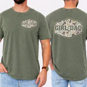 Comfort Colors camouflage Girl Dad T-shirt with retro varsity style, duck camo design, perfect Father’s Day gift and classic dad life tee.