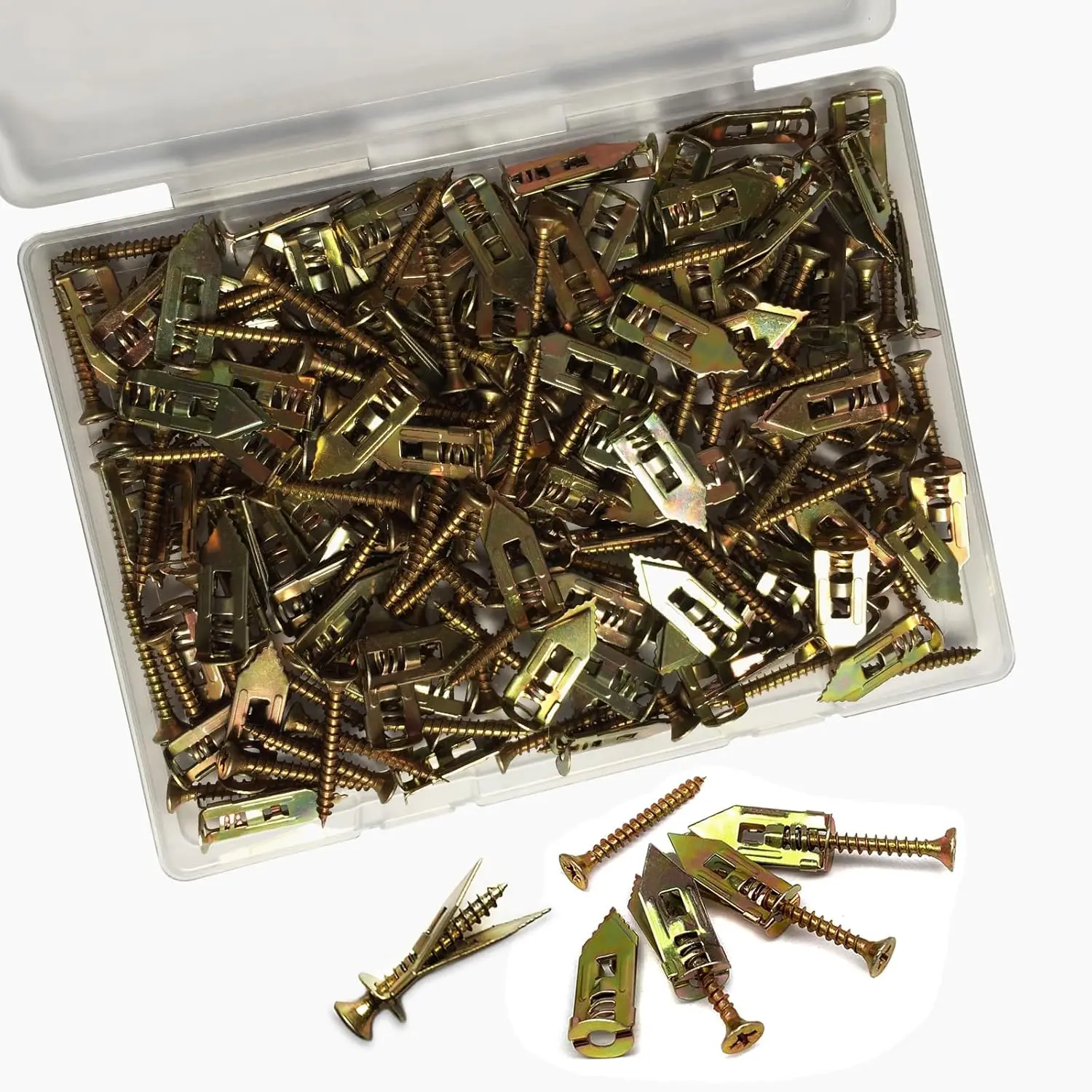 180 count Self Drilling Drywall Anchors with Screws Kit, 90 Zinc Plated Anchors & 90 Heavy-Duty Screws, No Drill Needed,  Wall Anchors for Drywall/Hollow Walls