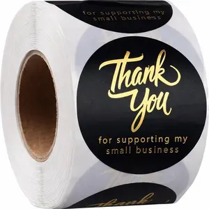 500 Pcs 2 Inch Thank You for Supporting My Small Business Stickers Black Waterproof Self-Adhesive Labels with 4 Elegant Designs Durable Envelope Seals for Packaging, Gift Bags, Boxes & Orders