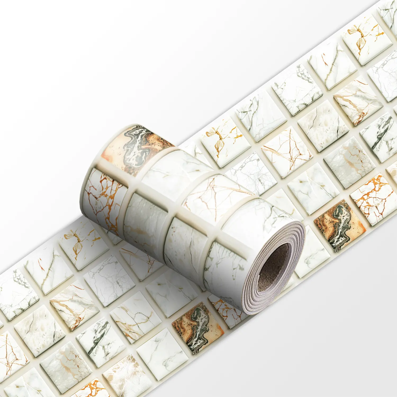 Stone Texture Decorative Wall Stickers, Self-Adhesive Removable Tiles Decals for Kitchen Living Room Renovation, Corner Decoration