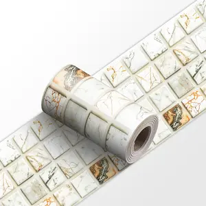 Stone Texture Decorative Wall Stickers, Self-Adhesive Removable Tiles Decals for Kitchen Living Room Renovation, Corner Decoration