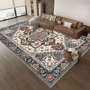 Vintage Geometric Floral Pattern Area Rugs for Living Room, 1 Count Non-slip Machine Washable Rug Soft Floor Mat, Decorative Carpet for Home Living Room Bedroom Kitchen Study Room