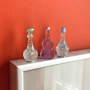 Vintage Glass Bottle Hinge Heads - Set of 3, Magnetic Decorative Topper, Miniature Cottagecore Door Decor, Retro Glass Bottle Replica