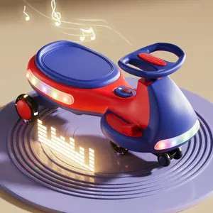 Light-Up Electric Wiggle Car with Pedal, Rechargeable Battery, 2-in-1 Swing Car, 2 motor Ride-On Toy, Anti-Rollover, Flashing Wheels for Ages 3