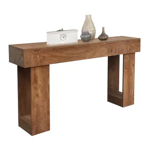 Sturdy Wood Console Table for Entryway – 63" Farmhouse Rectangular Sofa Table – Narrow Living Room Accent Table – Rustic Hallway Foyer Furniture