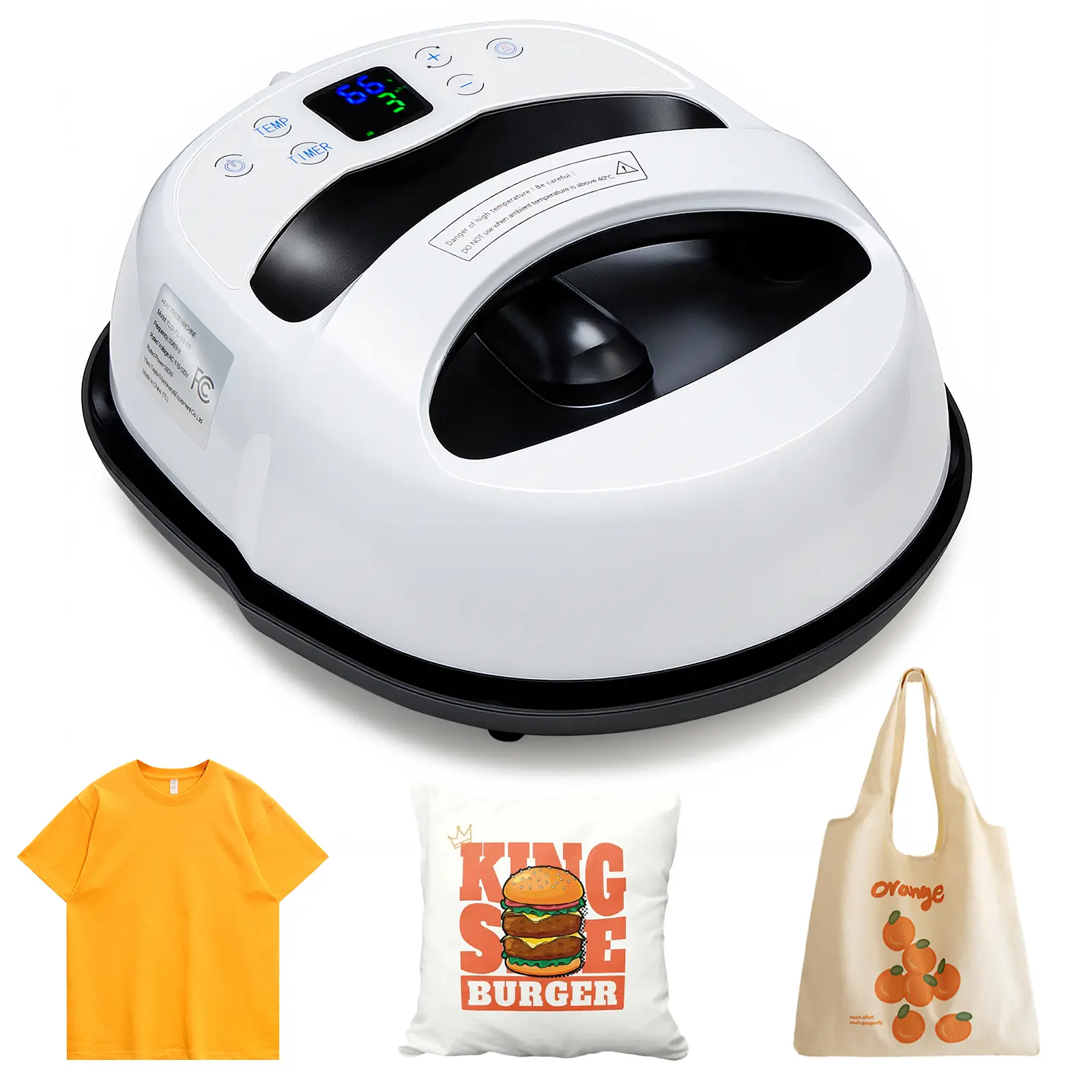 Heat Press Machine for T Shirts, Portable Easy Press Heat Transfer Machine with LCD Display, 32-450°F Temp Control, Ideal for T-Shirts, Tote Bags, Baby Clothes, Decor & More