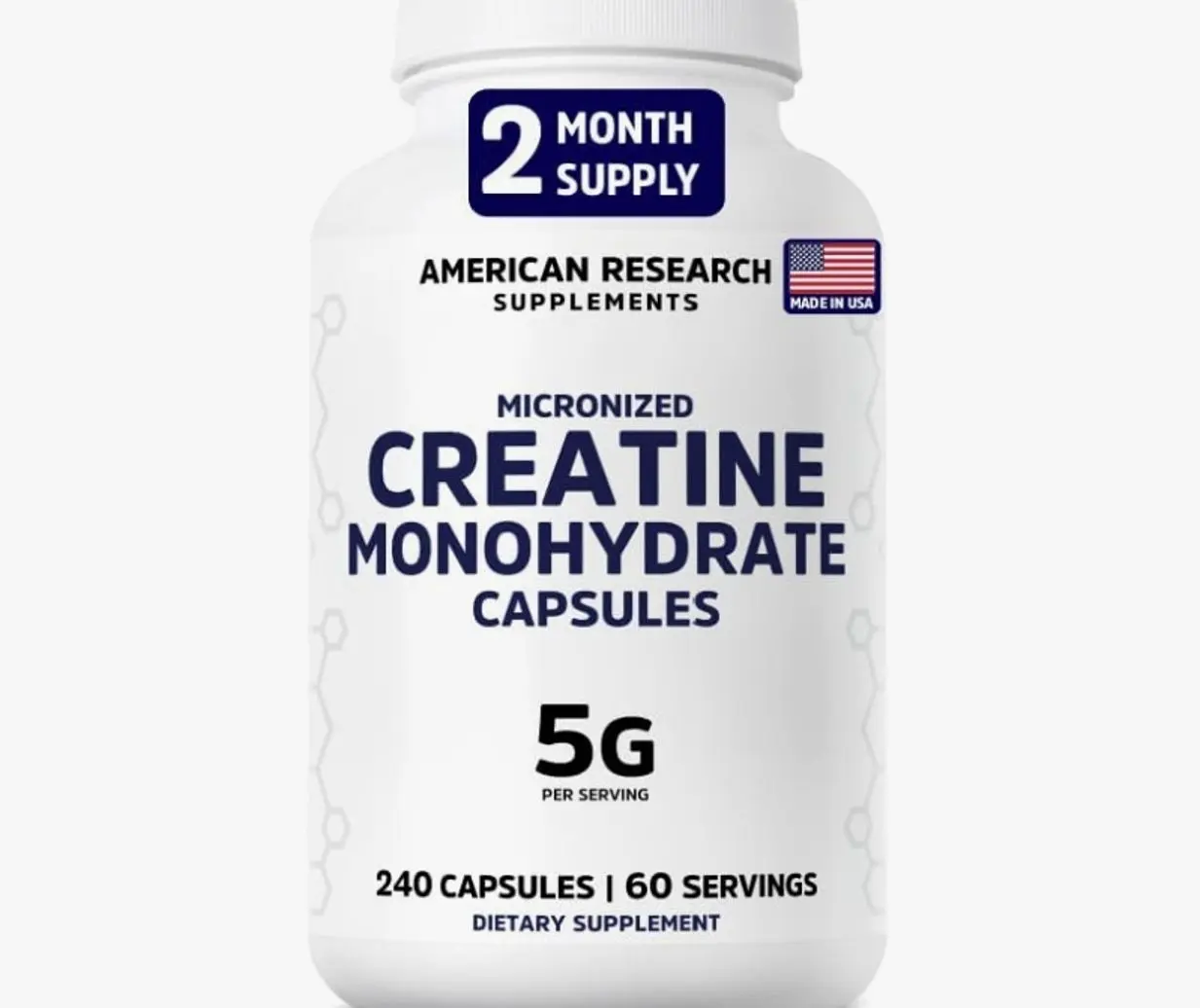 Creatine Monohydrate Capsules 5G | 60 Servings | Vegan | 4 Caps per Serving | Micronized Creatine Pills 5000mg | 240 Capsules | Creatine Pills For Men & Women | 2 Months Supply | Made Without Fillers