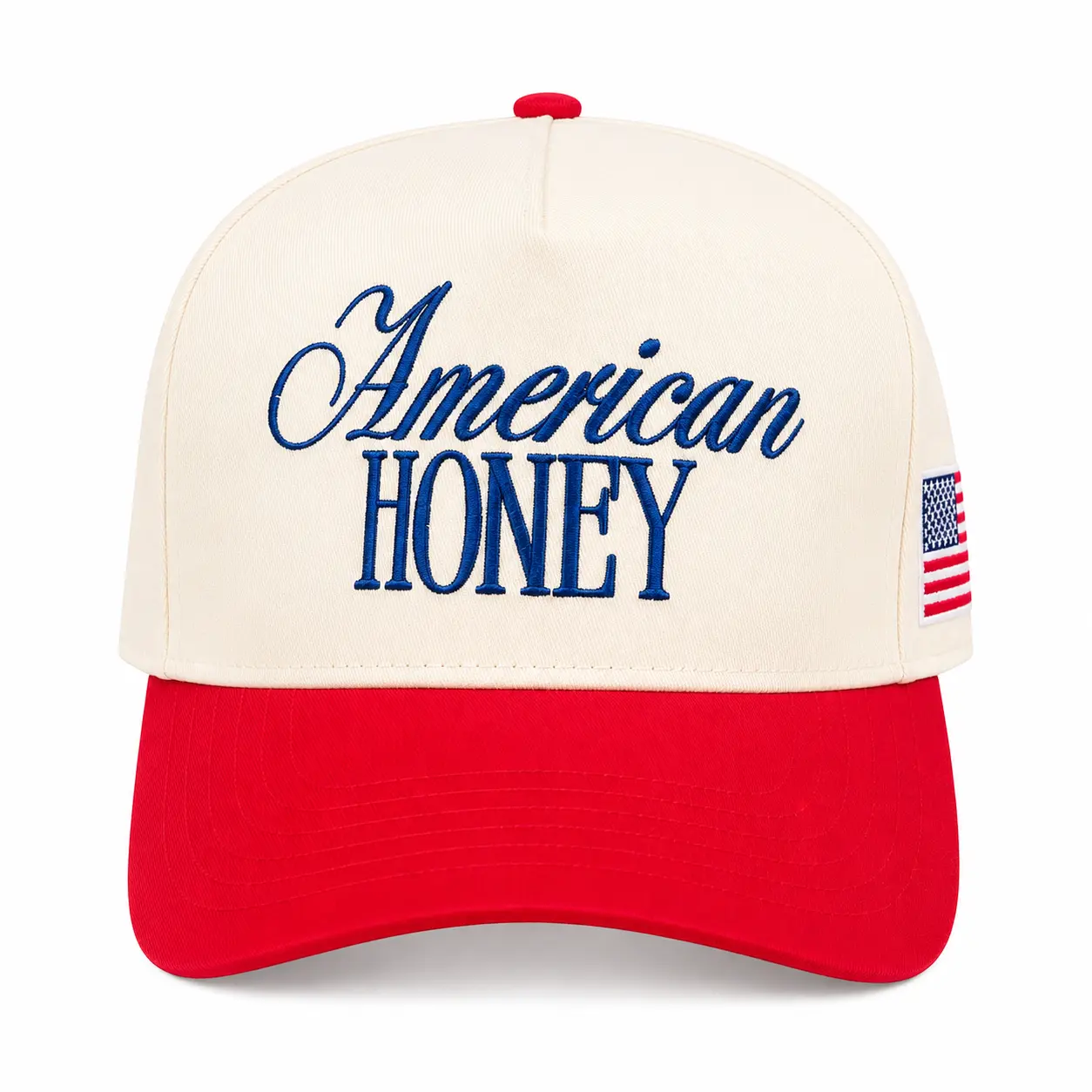 American Honey Trucker Hat – Patriotic USA Cotton Cap, Unisex Vintage 4th of July Accessories with American Flag Graphic, Simple Stitch Design for Independence Day, Summer, BBQ, Beach & Road Trips – Summer Wins, American flag embroidery vintage brunette