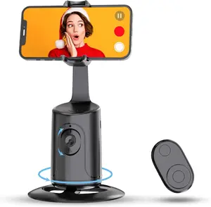 360° Rotation Auto Tracking Phone Holder with Remote and Gesture Control - Black - Accessories, Smartphone Selfie Cellphone
