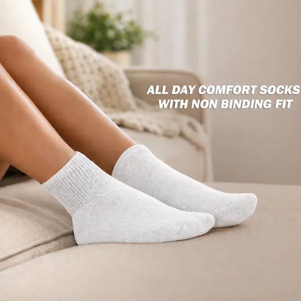 Diabetic Ankle Socks 3/6/12 Pairs Men Women Non-Binding Soft Cotton Seamless Toe for Neuropathy Edema Comfort