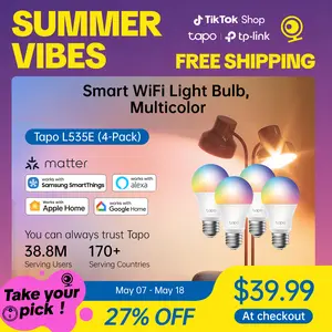 TP-Link & Tapo L535E(4-Pack) Smart Light Bulbs, 1100 Lumens High Brightness (75W Equivalent), Matter-Certified, 16M Colors WiFi Light Bulb, Dimmable, Works w/Siri, Alexa & Google Home,A19 E26