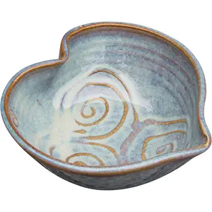 Handmade Clay Ceramic Bowl - 6" Diameter x 2" Height, Heart-Shaped with Spiral Motif, Hand-Glazed, Lead-Cadmium-Free, BPA-Free, Decorative Irish Gift for Adults, Turkish Delight-Suitable, Made in Ireland, Ceramic Bowls, Bpa Free Bowls
