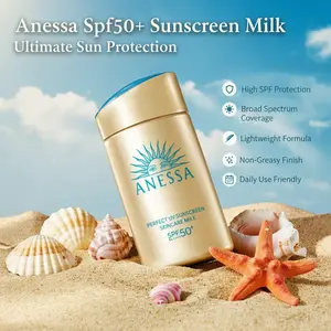 Shiseido Anessa Perfect UV Facial Sunscreen Skincare Milk, SPF50+ PA++++, 2.03 fl oz, Silky, Lightweight, Hydrating, Water-Proof
