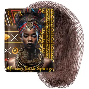 AFRIKI African Net Sponge – Exfoliating Body Scrubber, Black Owned & Rooted in Africa, All Skin Types | 45 in Long (Brown)