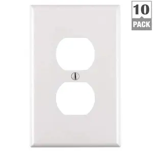 1-Gang White Duplex Outlet/Receptacle Nylon Midway/Midsize Wall Plate (10-Pack) PJ8-WM