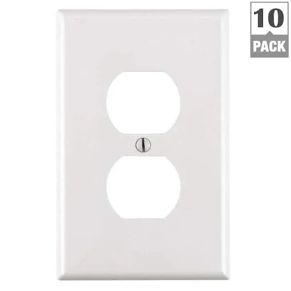 1-Gang White Duplex Outlet/Receptacle Nylon Midway/Midsize Wall Plate (10-Pack) PJ8-WM