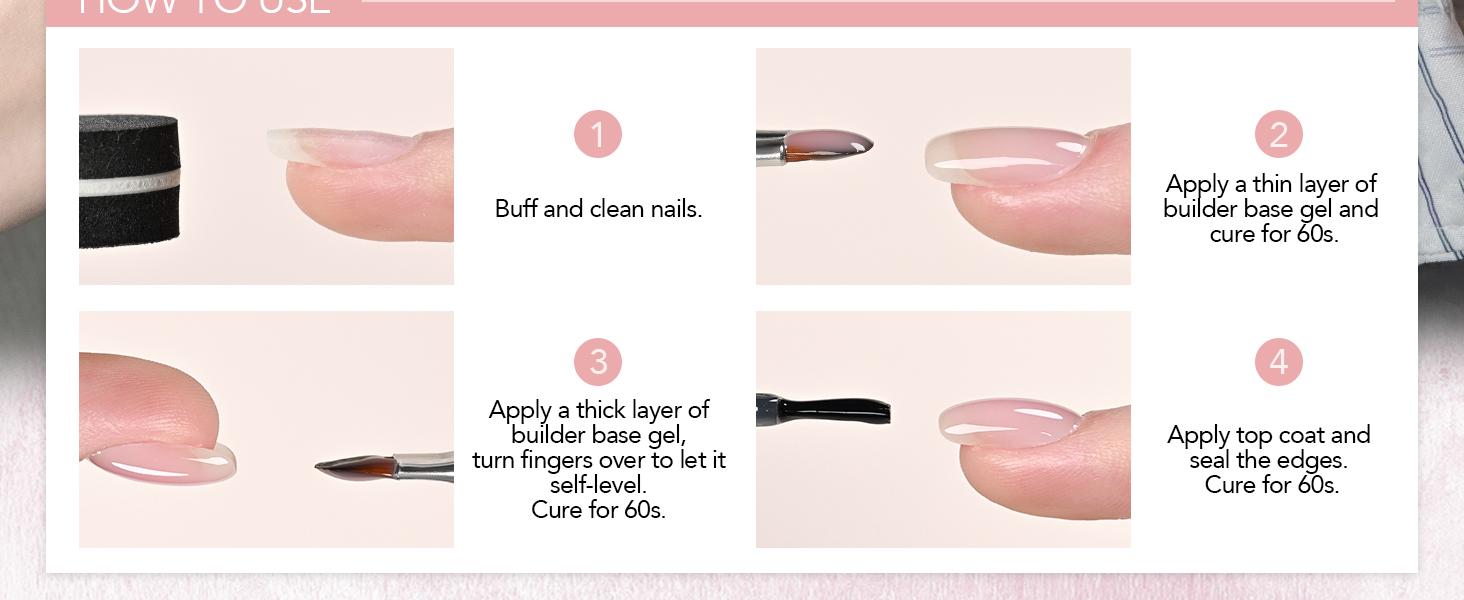 GAOY Colored Builder Base Gel Nail Polish 30g, Builder Gel Nude Pink Natural Jelly, 4-in-1 Soak Off Nail Strengthener, Long Lasting UV Light Cure, Light Pink
