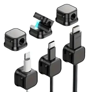 CoTeck 6pcs Magnetic Cable Clips, Cord Holders, Wire Organizers with Advanced Adhesive for Cable Management, Office Desks & Computer Accessories
